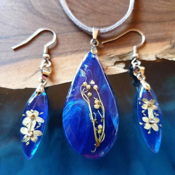 Blue set pendant and earrings