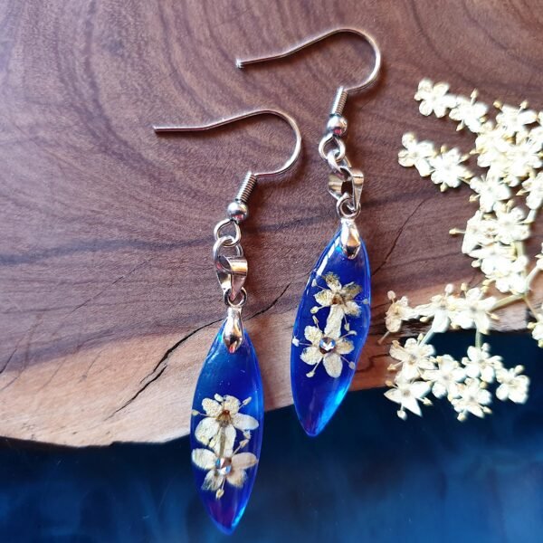 Blue earrings from resin